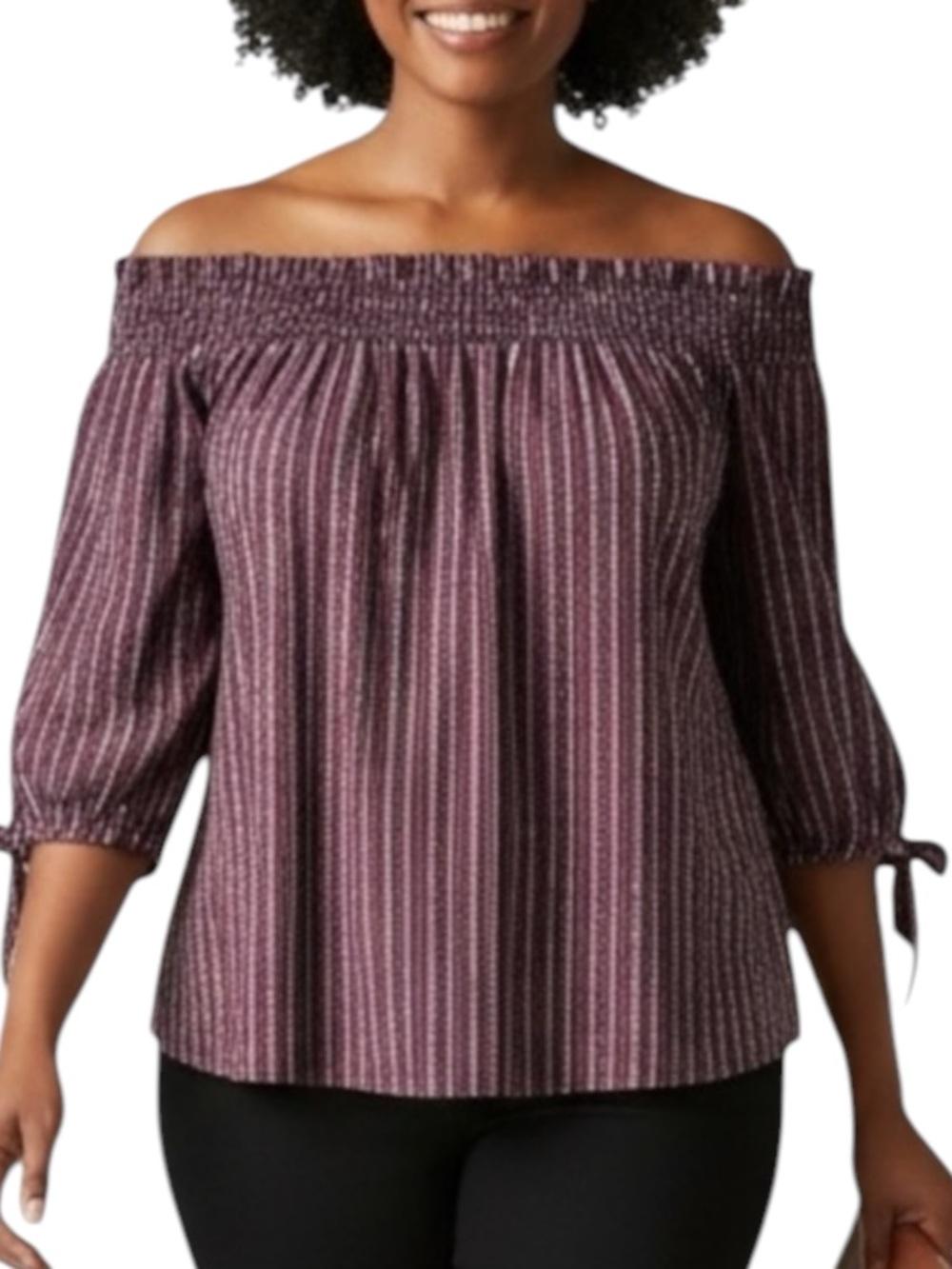 CAROLINE CONSTAS Striped Off-the-Shoulder Blouse Size Large -- NWT